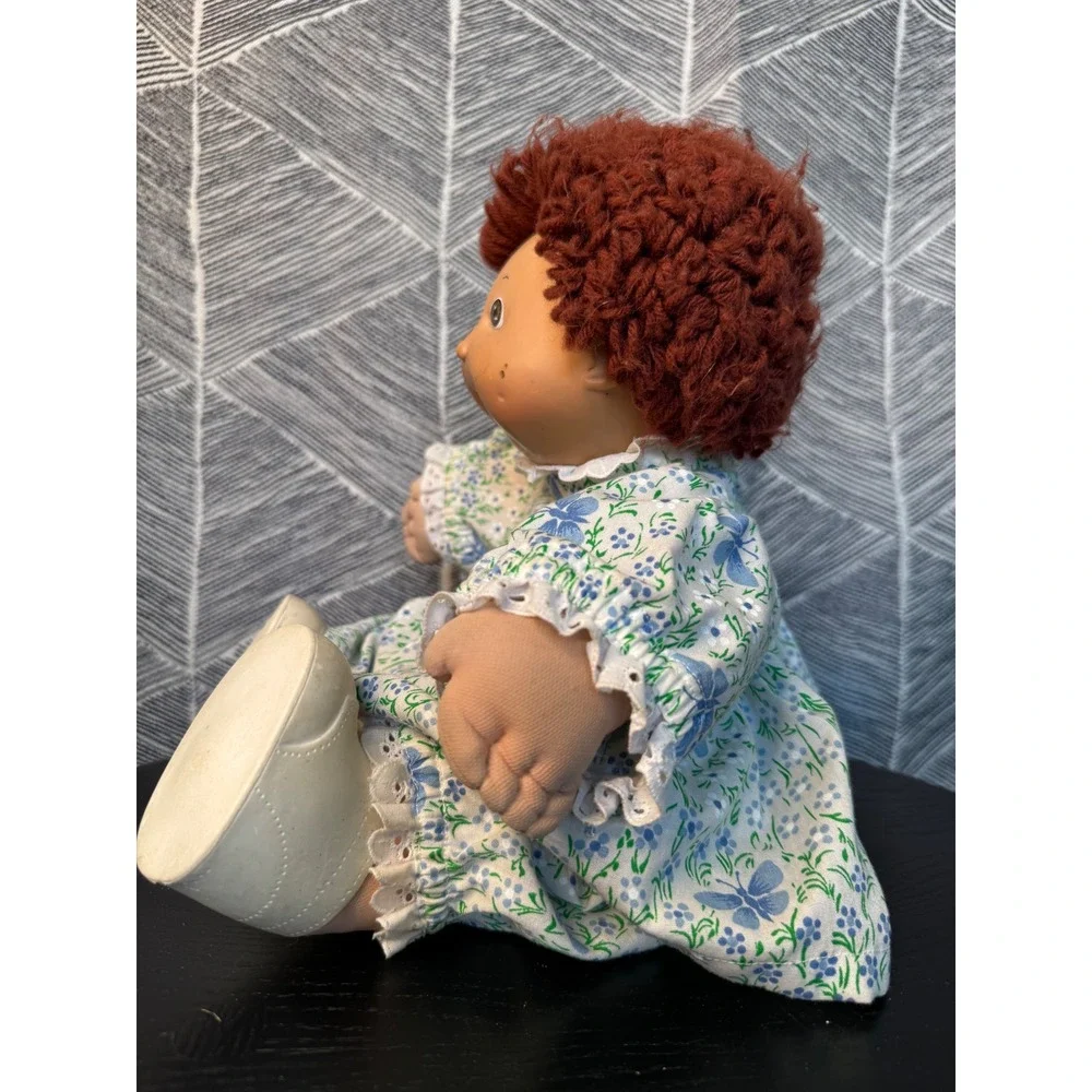 Vintage 1985 Cabbage Patch Kids Doll Girl Auburn Hair‎ Brown Eyes Floral Dress